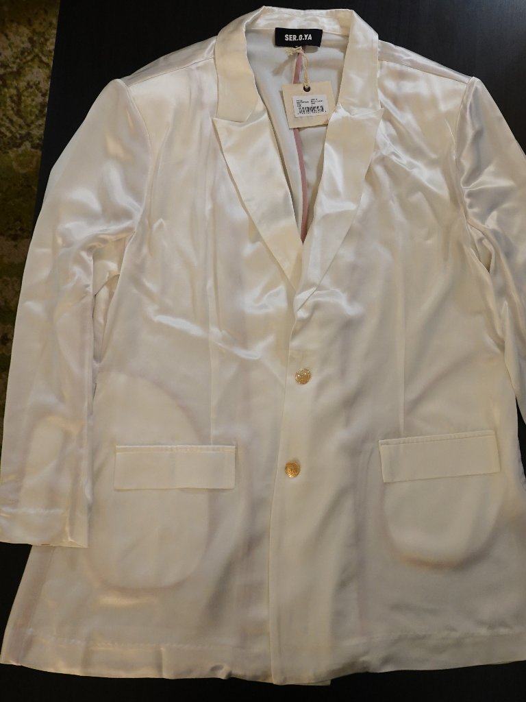 Ser.O.Ya Sz L Women's White Ronin Satin Blazer Jacket